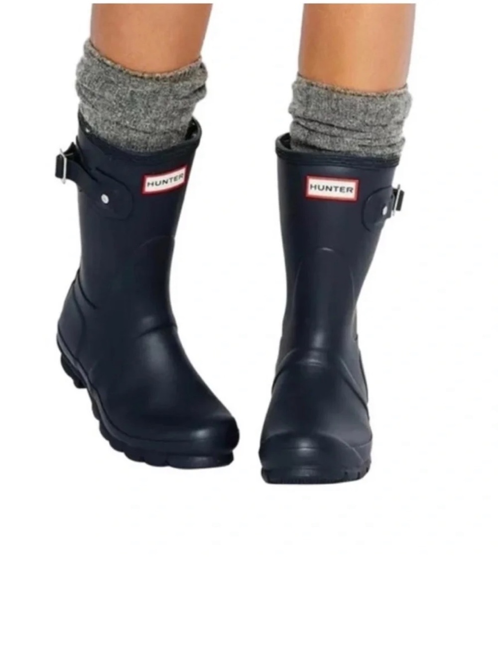 HUNTER ORIGINAL SHORT ADJUSTABLE BOOTS IN NAVY Waterproof Size 9 NEW